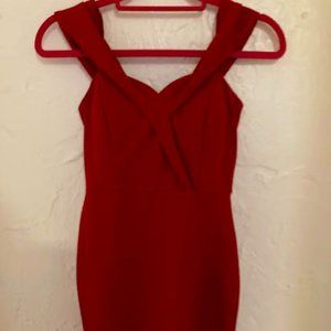 Red gabardine cocktail dress Junior 3